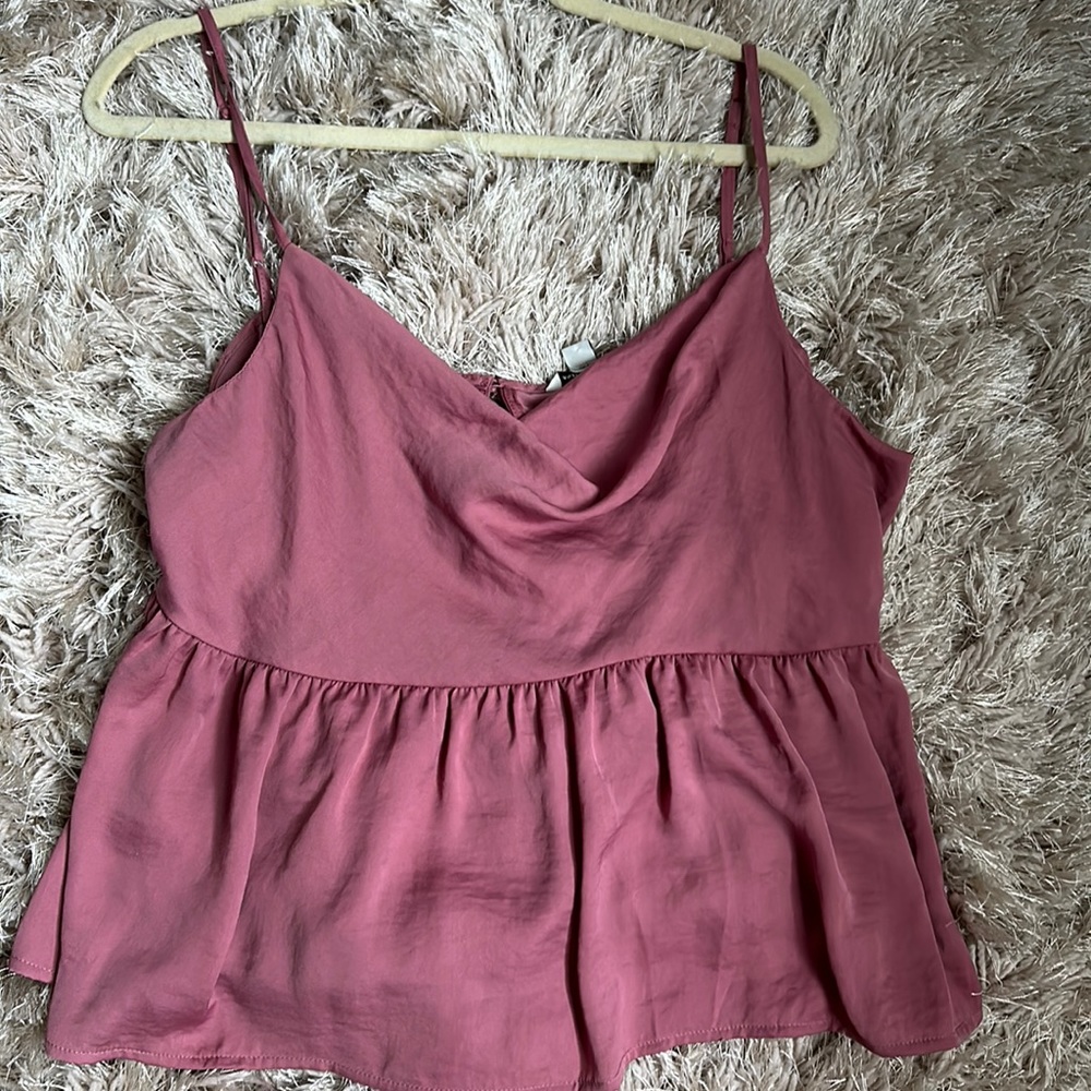 Satin cowl neck tank top
